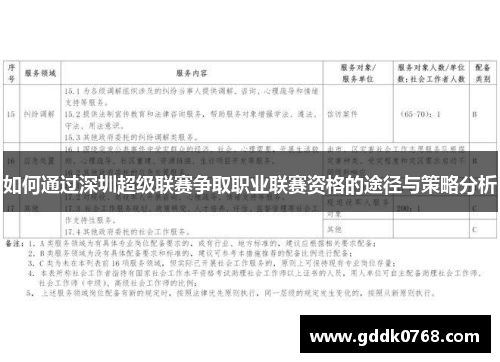 如何通过深圳超级联赛争取职业联赛资格的途径与策略分析